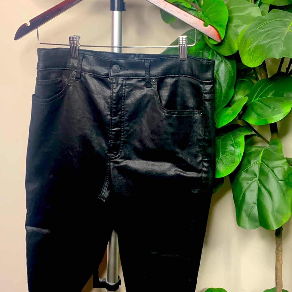 Leather like coated high waisted pants from Express